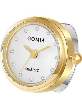 Unisex Silver Gold Quartz Roman Numeral Adjustable Open Band Finger Ring Watch